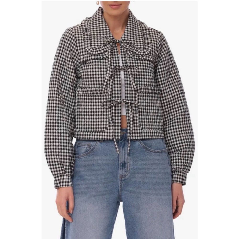 Avec Les Filles Gingham Quilted Jacket